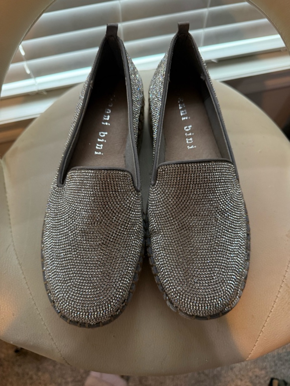 Gianni Bini Silver Crystal-Embellished Slip-Ons